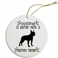 Mirage Pet Products Round Breed Specific Christmas Ornament Boston Terrier ORN-R-B16